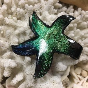 1 Lampwork Dichroic Glass Star Fish Pendant